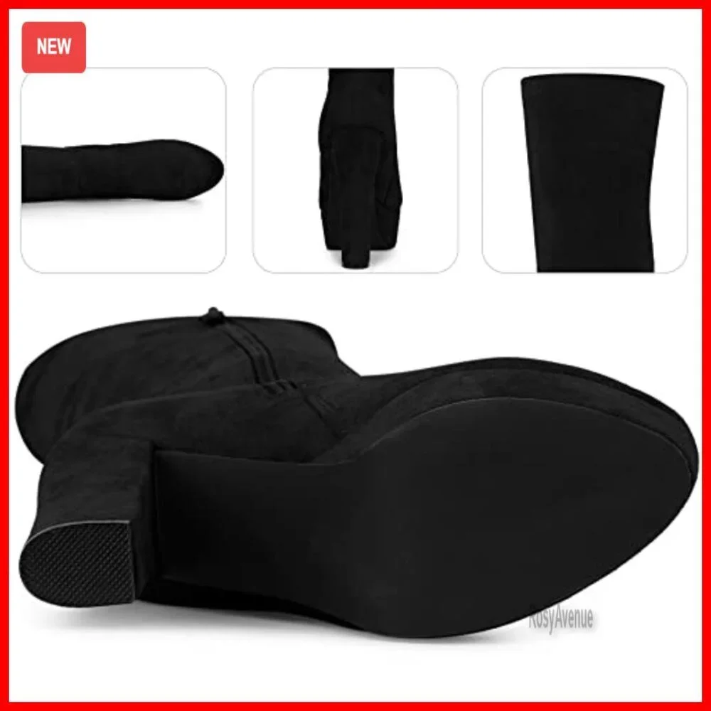 Platform Chunky Heel Over the Knee Thigh High Boots